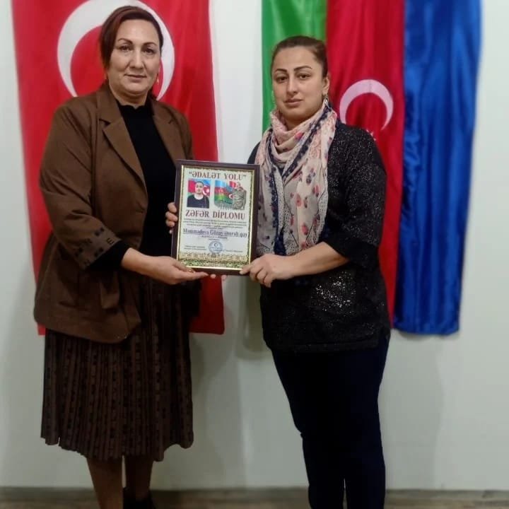 Xeyriyyəçi, təşkilatçı Günay Məmmədova “Zəfər Diplomu” ilə təltif edildi.