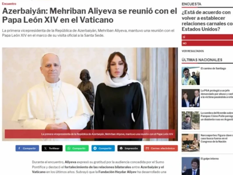 Mehriban Əliyevanın Vatikana səfəri dünya mediasının diqqət mərkəzində