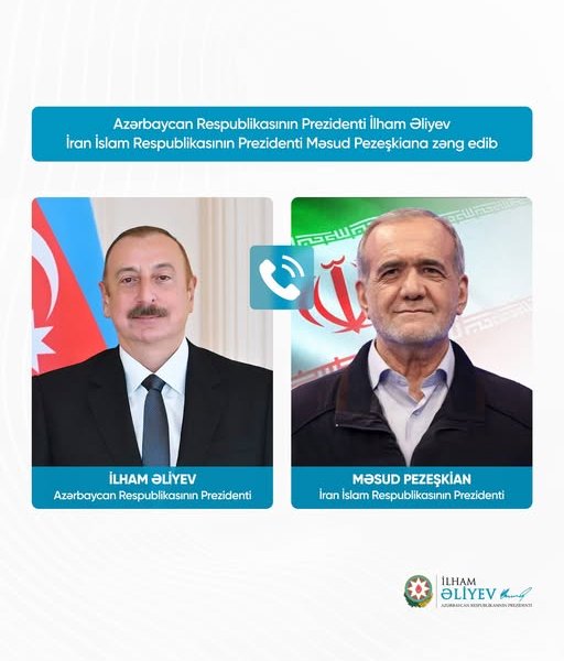 Azərbaycan Respublikasının Prezidenti İlham Əliyev İran İslam Respublikasının Prezidenti Məsud Pezeşkiana zəng edib.