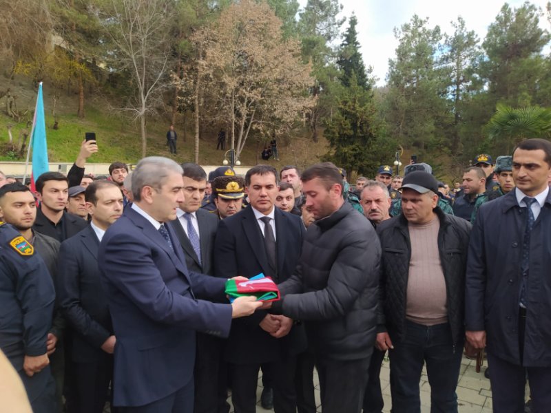 Şəhid Cavanşir Həsənovun nəşi Balakəndə torpağa tapşırıldı - FOTOLAR